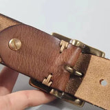 Oliver | Men's Leather Belt with Cowhide Strap and Copper Buckle