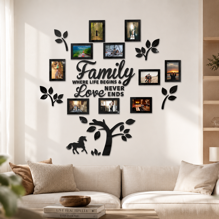 Halena – 3D Acrylic Family Tree Wall Decor with 11 Photo Frames