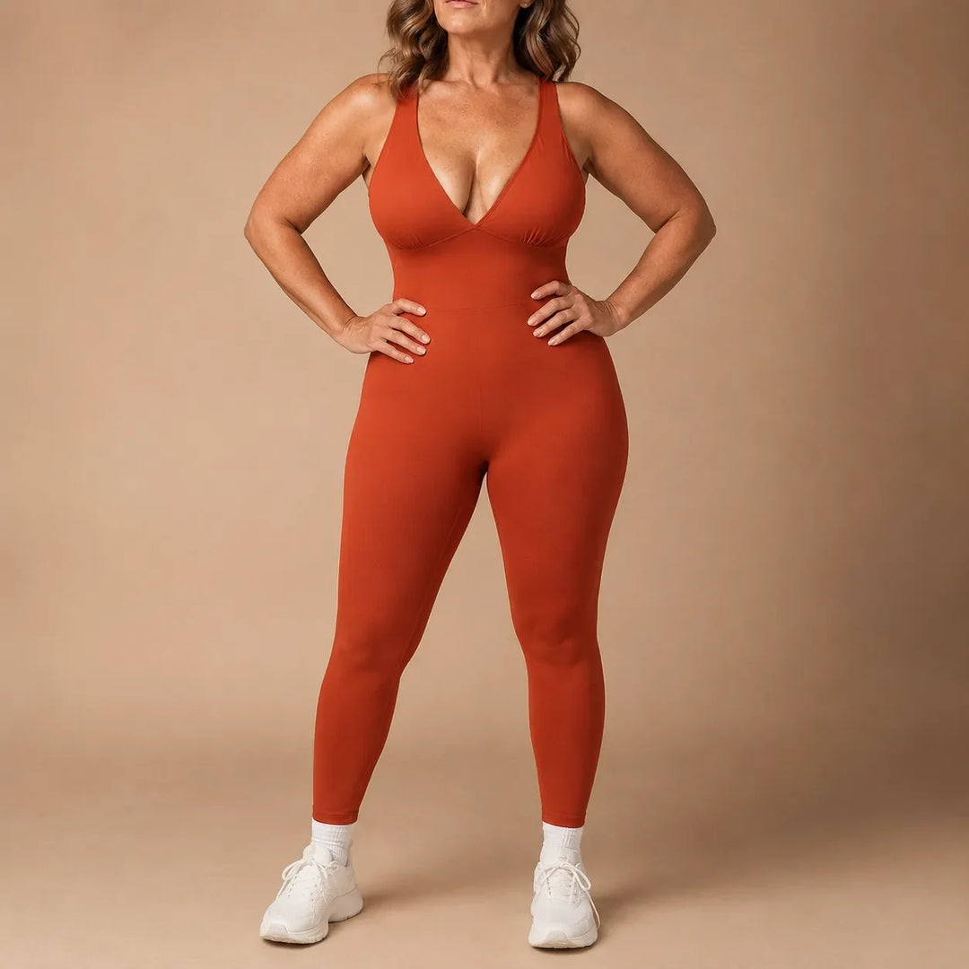 Snatura – Seamless V-Neck Shaping Jumpsuit for Yoga & Everyday Wear