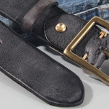 Oliver | Men's Leather Belt with Cowhide Strap and Copper Buckle