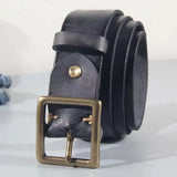 Oliver | Men's Leather Belt with Cowhide Strap and Copper Buckle