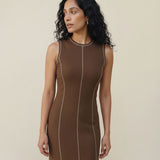 Mireya | Women's Ribbed Knit Maxi Dress with Contrast Seam Detail