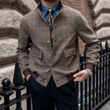 Grant | Men's Short Coat with Wool Blend Plaid Design