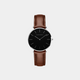 Grant | Men's Silver Watch with Round-Dial Leather Strap