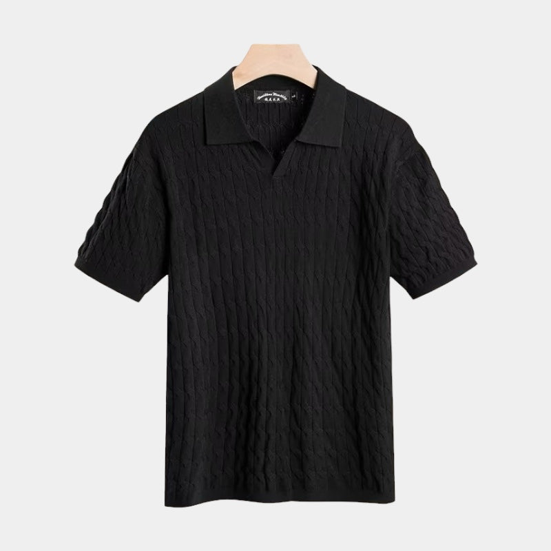 Everett | Men's Striped Textured V-Neck T-Shirt