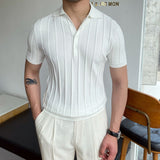 Finnegan | Men's Striped Polo Shirt with Spread Collar
