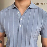 Finnegan | Men's Striped Polo Shirt with Spread Collar
