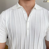 Finnegan | Men's Striped Polo Shirt with Spread Collar