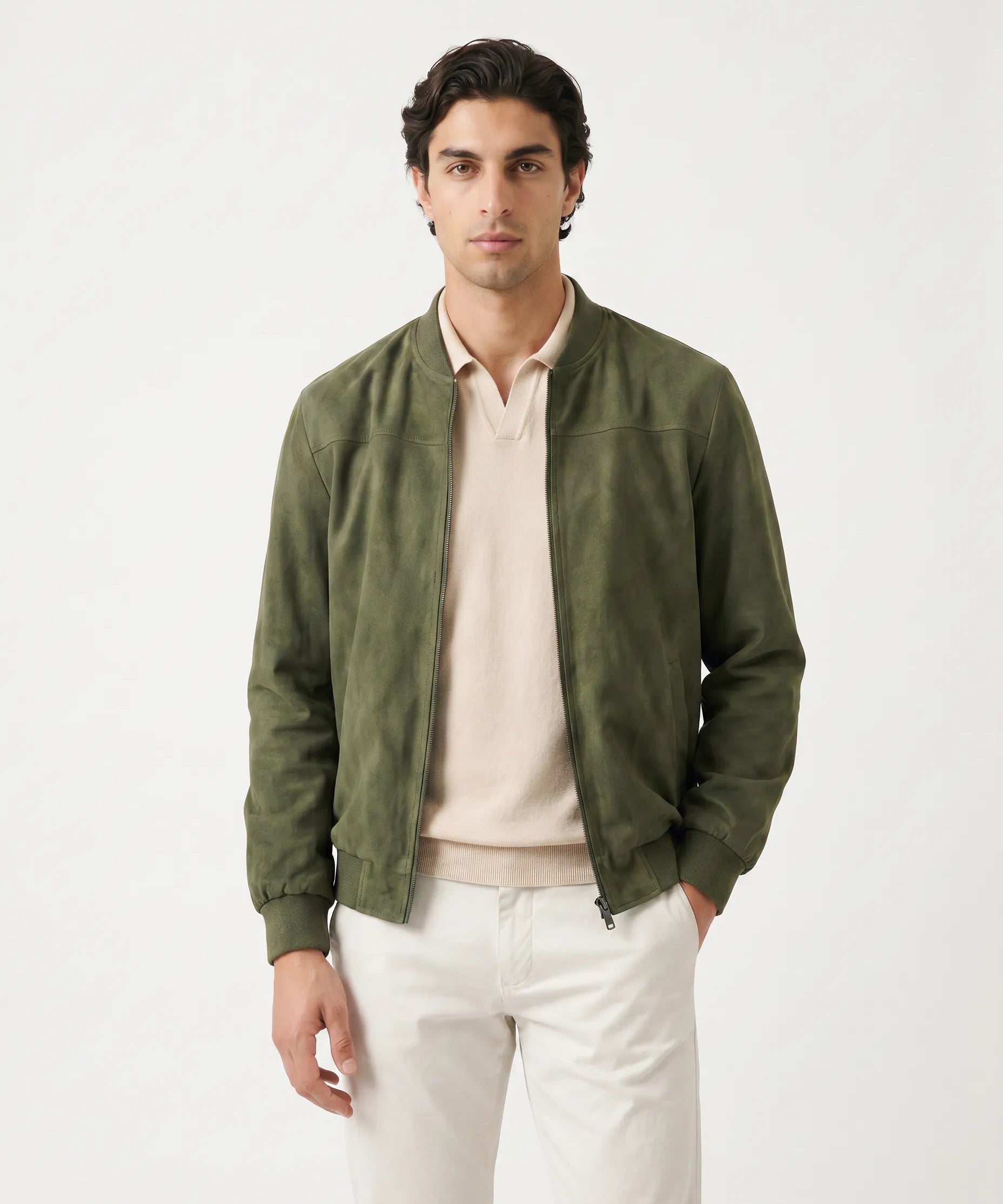 Men’s Refined Suede Bomber Jacket