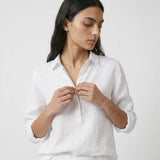Eliza | Women Tunic Blouse With Linen Blend Button Up