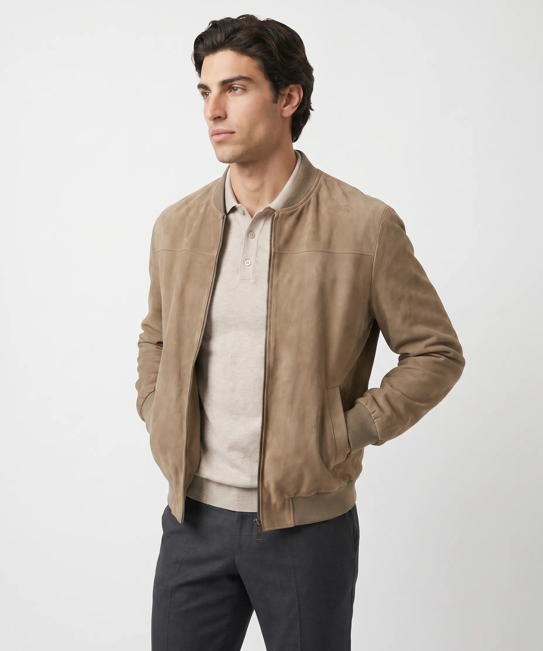 Men’s Refined Suede Bomber Jacket