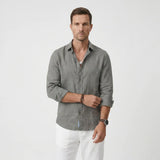Asher | Men's Shirt with Linen Fabric and Long Sleeve Design