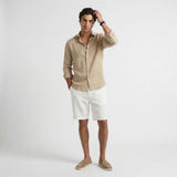 Asher | Men's Shirt with Linen Fabric and Long Sleeve Design
