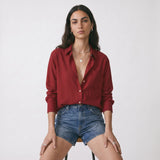 Clara | Women Blouse With Linen Cotton Collar