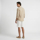 Asher | Men's Shirt with Linen Fabric and Long Sleeve Design