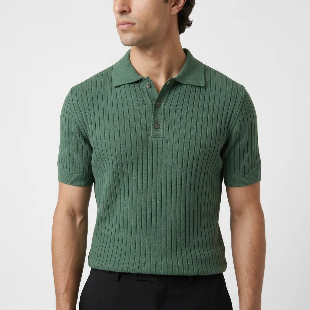 Wesley | Men's Polo Shirt with Lapel Collar and Textured Fabric