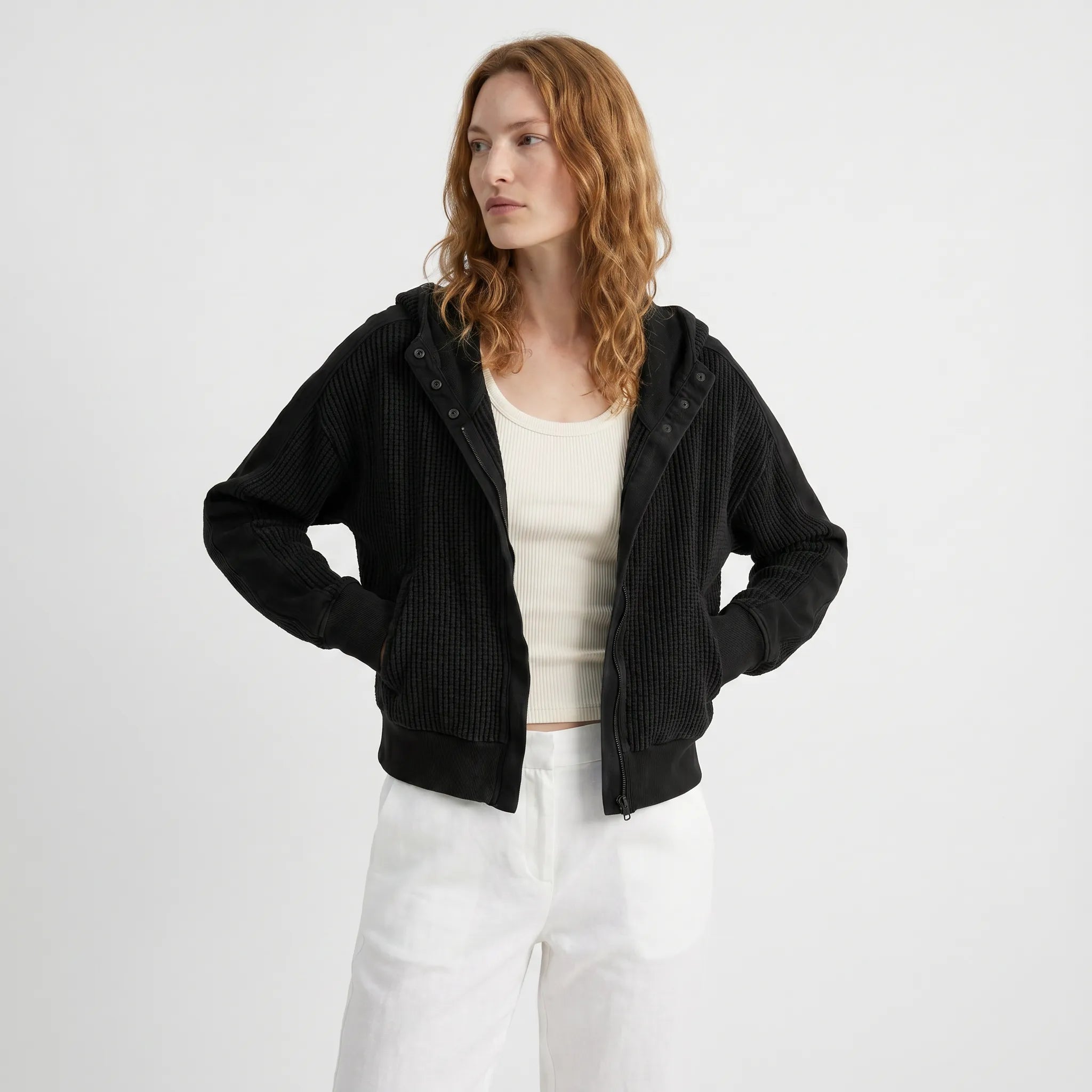 Freya | Women's Hoodie with Waffle Knit and Relaxed Fit