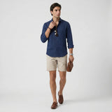 Asher | Men's Shirt with Linen Fabric and Long Sleeve Design
