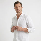 Asher | Men's Shirt with Linen Fabric and Long Sleeve Design