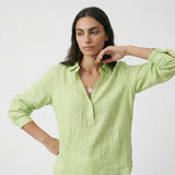 Eliza | Women Tunic Blouse With Linen Blend Button Up