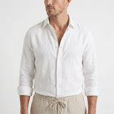 Asher | Men's Shirt with Linen Fabric and Long Sleeve Design