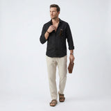 Asher | Men's Shirt with Linen Fabric and Long Sleeve Design