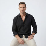 Asher | Men's Shirt with Linen Fabric and Long Sleeve Design