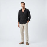 Asher | Men's Shirt with Linen Fabric and Long Sleeve Design