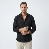 Asher | Men's Shirt with Linen Fabric and Long Sleeve Design