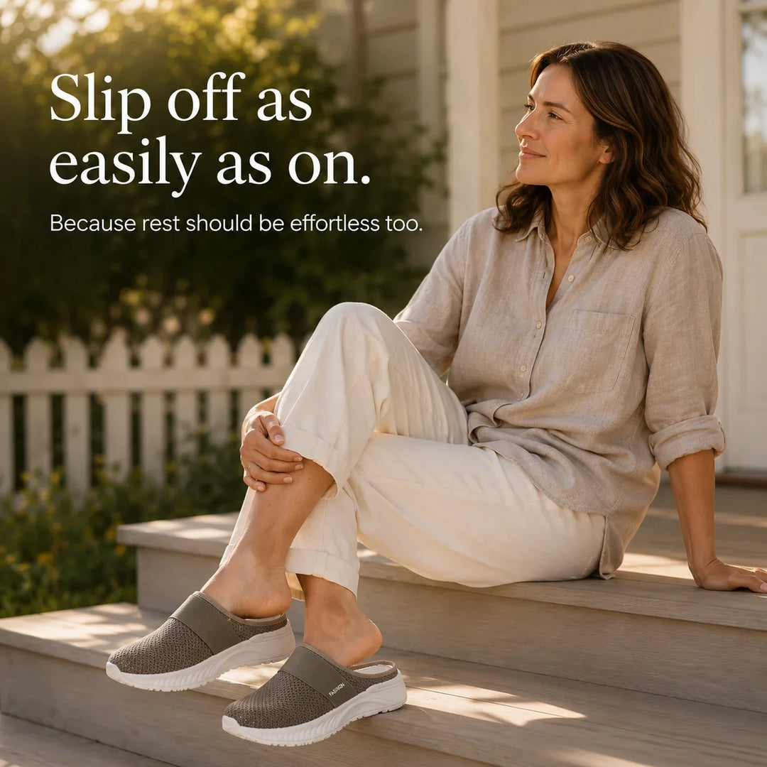 Stride & Soft – Women's Slip On Platform Mesh Sneakers, Breathable Non-Slip Mules