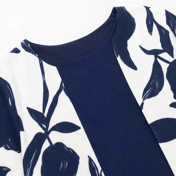Evania – Women's Navy Botanical 3 Piece Outfit Set with Longline Cardigan
