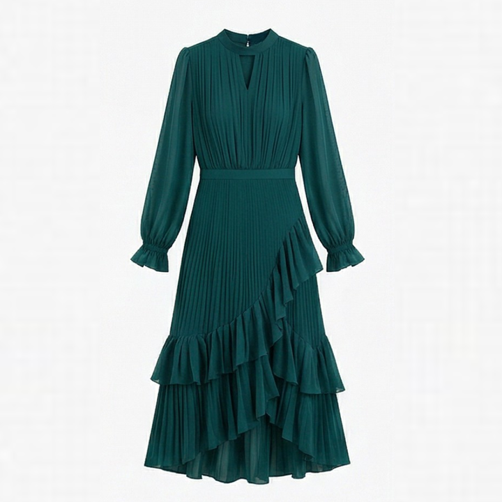Keyfa – Women's Pleated Ruffle Midi Dress