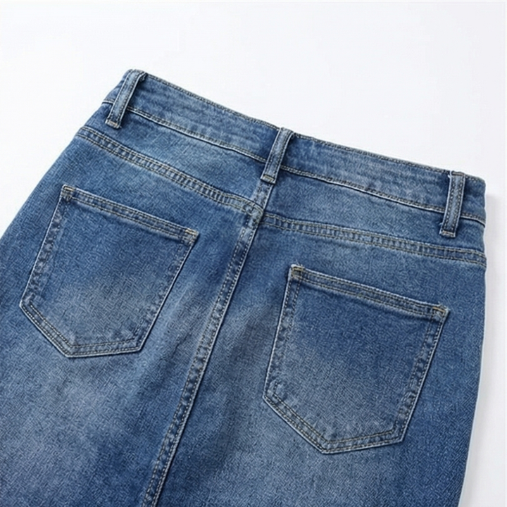 Denara – Button-Front Denim Pencil Skirt
