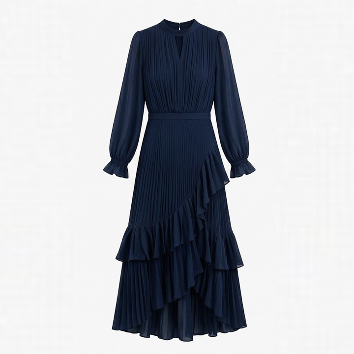 Keyfa – Women's Pleated Ruffle Midi Dress