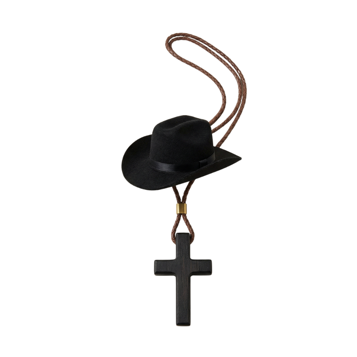 Saddle Cross – Cowboy Hat and Cross Car Charm