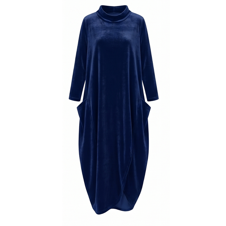 Sofelle – Women's Velvet Cocoon Midi Dress with Pockets