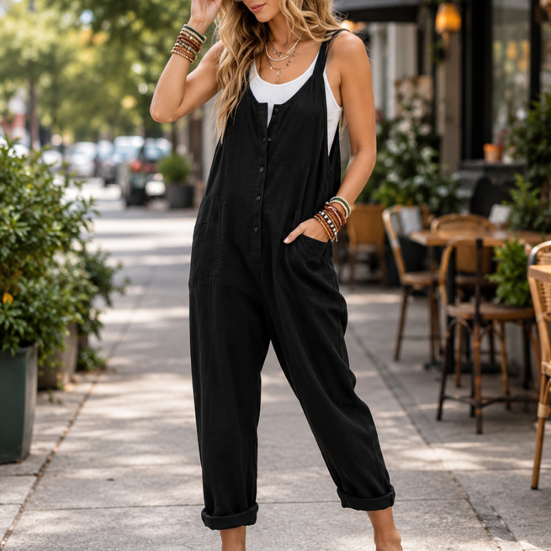 Wearbella – Sleeveless Wide-Leg Pocketed Jumpsuit