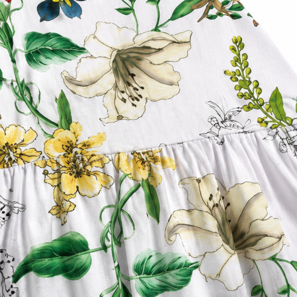 Wearbella – Floral Print Round-Neck Midi Dress