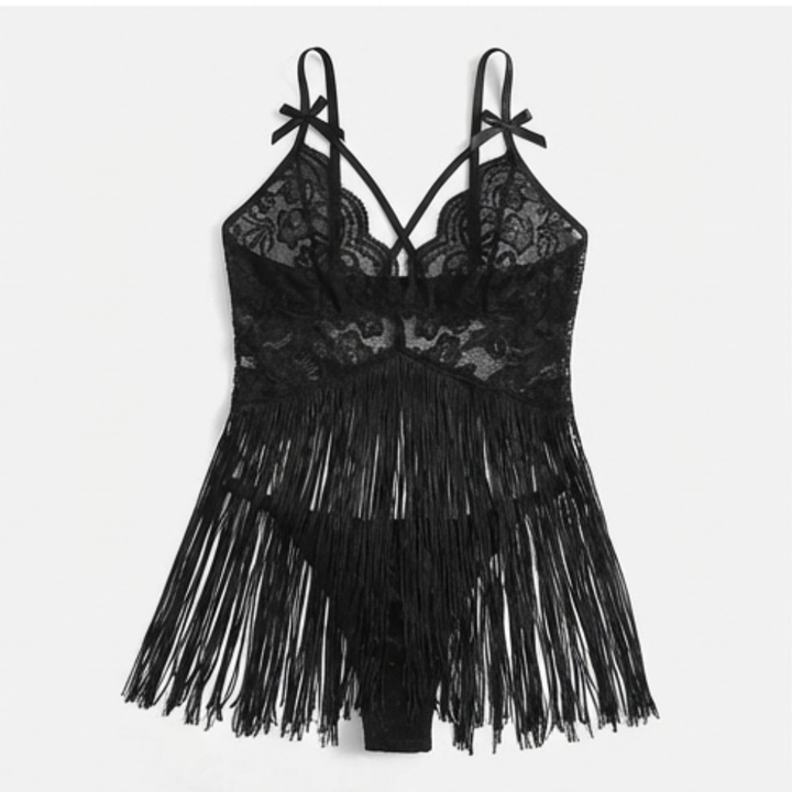Inara – Women's Lace Tassel Suspender Dress Set