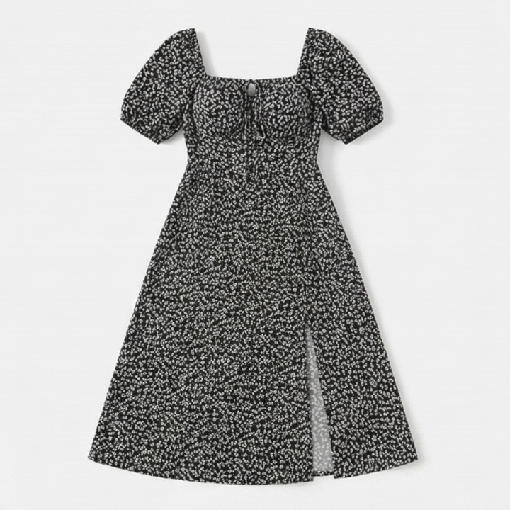 Floressa – Flattering Floral Midi Dress with Side Slit