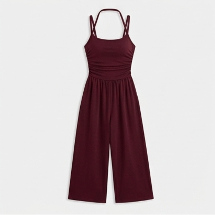 Solenne – Women's Ruched Bodice Wide Leg Jumpsuit