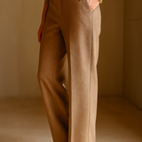 Vivian | Women's Wool Blend Straight Leg Trousers with High Waist