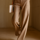 Vivian | Women's Wool Blend Straight Leg Trousers with High Waist
