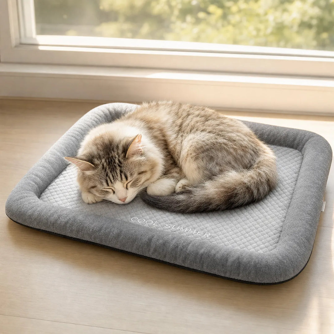 Coolaby – Ice Silk-look Pet Cooling Mat for Dogs and Cats, Padded Non-Slip Summer Bed
