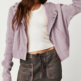 Beth | Women's Cropped Zip Hoodie with Oversized Fit and Soft Cotton Fabric