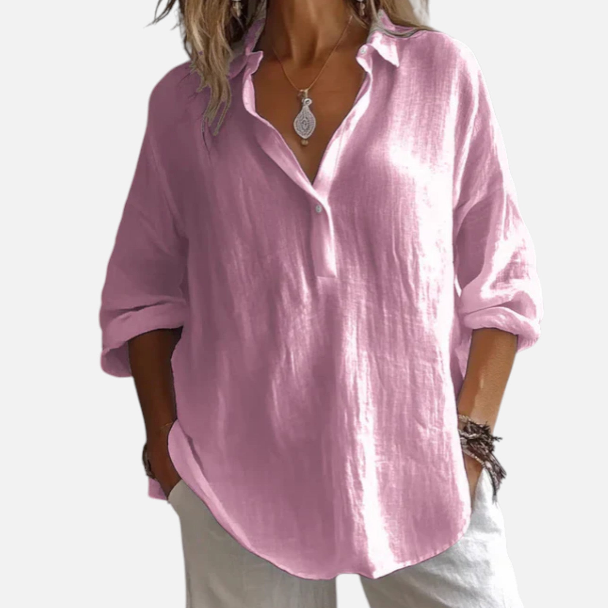 Women’s Linen Blend Tunic Blouses