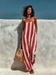 Greta | Women's Wide Leg Halter Jumpsuit with Stripe Print