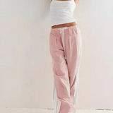 Kyla | Women's High Waist Striped Cotton Pants with Elastic Waist