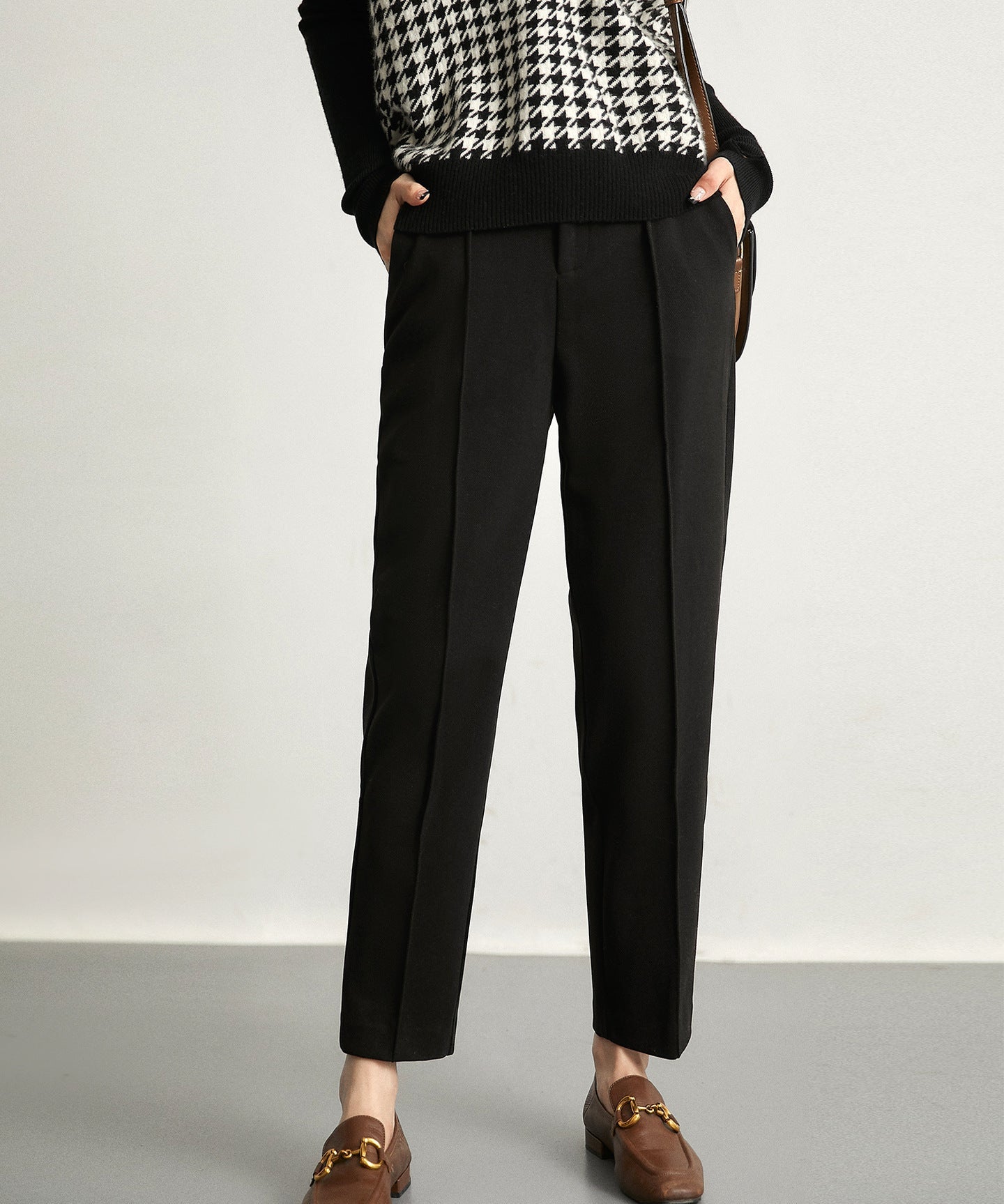 Grace | Women's Tapered Wool Blend Pants with High Waist