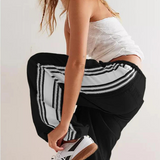 Kyla | Women's High Waist Striped Cotton Pants with Elastic Waist